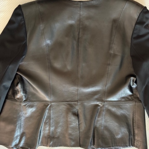 Talbots Black leather Jacket with Ponte Sleeves - Picture 2 of 2